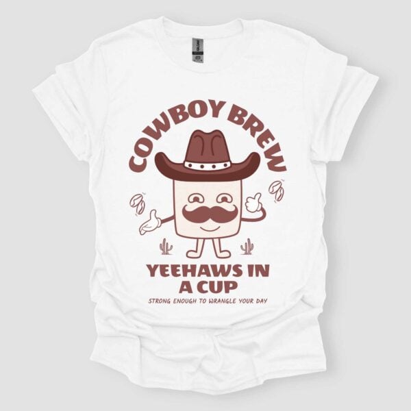 Cowboy Brew Retro T Shirt White