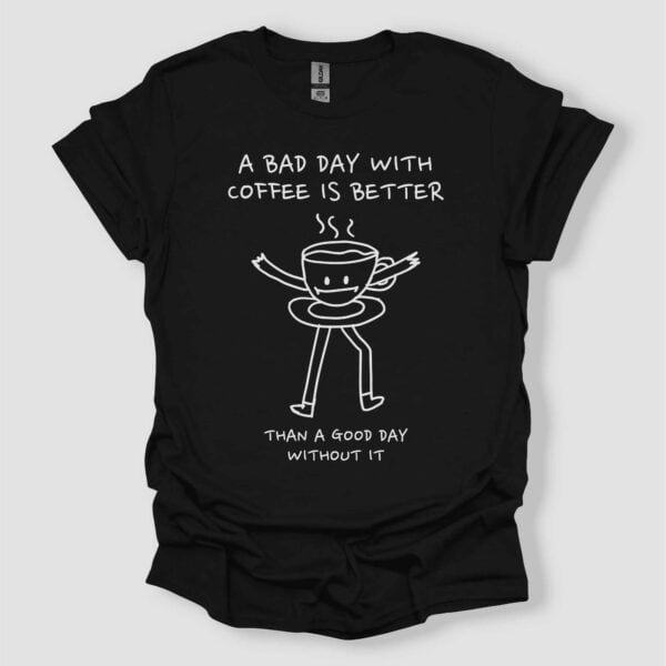 Funny Saying Coffee Mascot Illustration T-Shirt Black