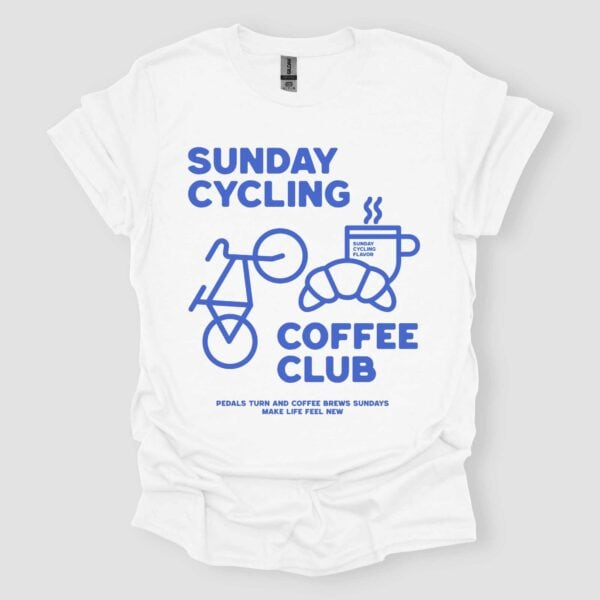 Funny Sunday Cycling Coffee T Shirt White