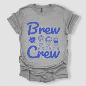 Brew Crew Coffee Lover Mascot Unisex T Shirt Sport Grey