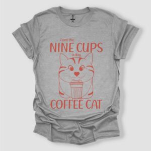 Coffee Cat Nine Cups Unisex T Shirt Sport Grey