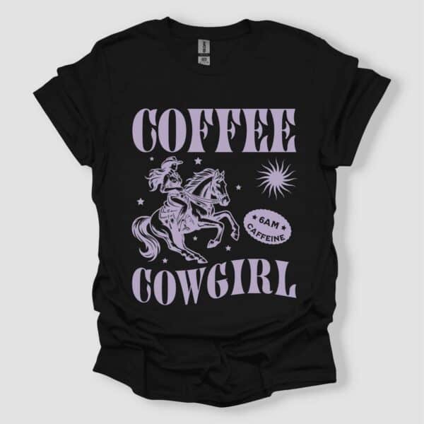 Coffee Cowgirl T Shirt Black