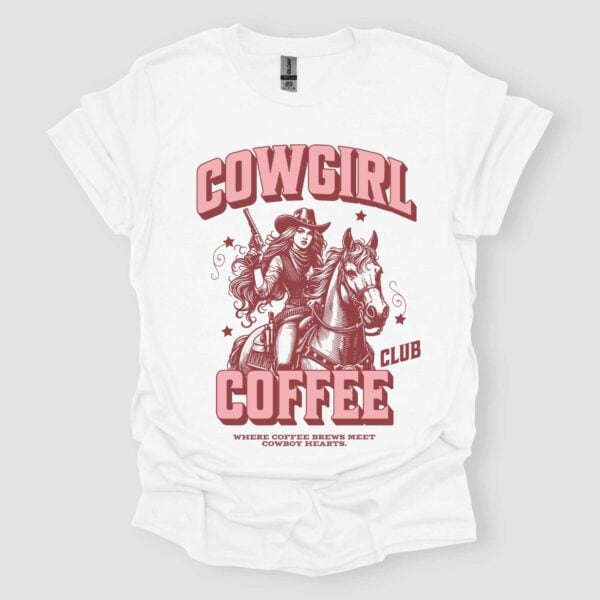 Cowgirl Coffe Club Western T Shirt White