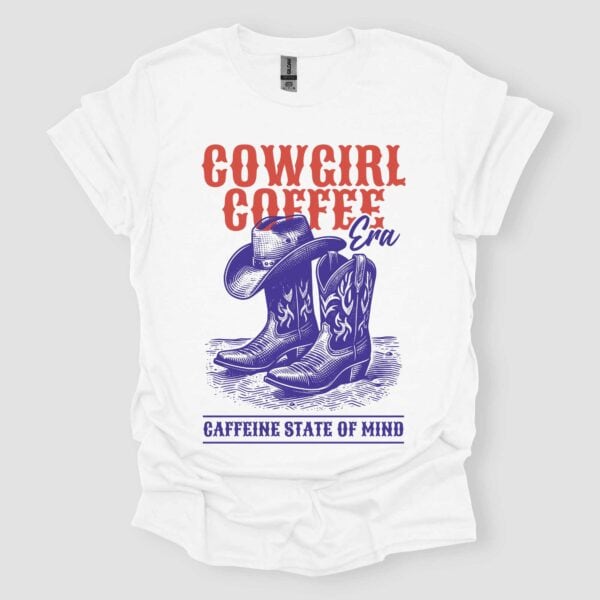 Cowgirl Coffee Era Western T Shirt White