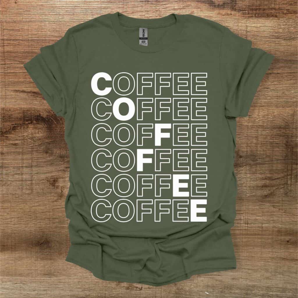 Military green mosaic typography t shirt unisex