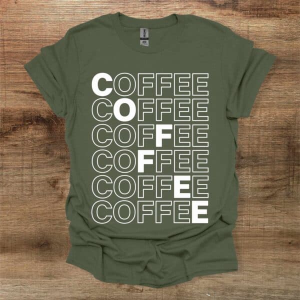 Military green mosaic typography t shirt unisex
