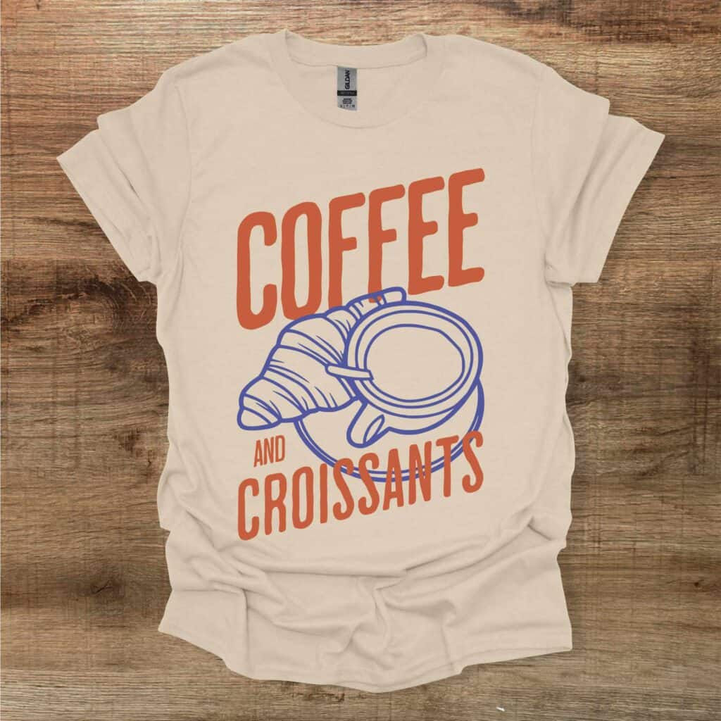 Sand T-Shirt Unisex coffee and croissants Sand t shirt unisex coffee and croissants