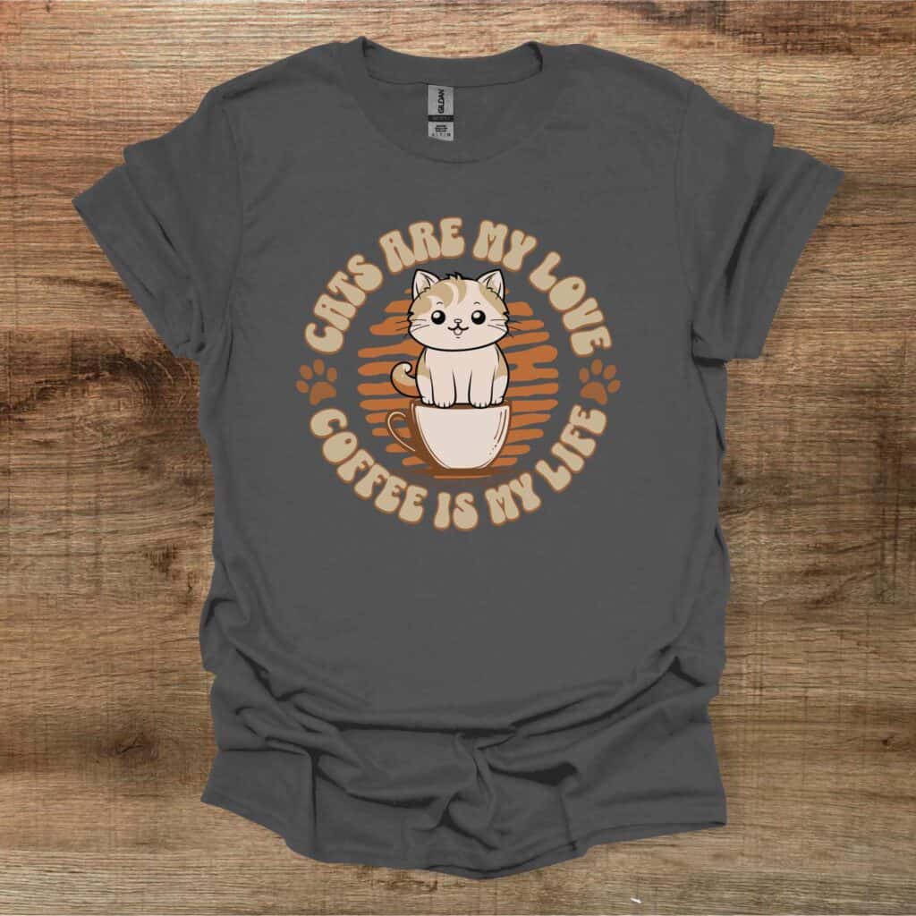 Cats Are My Love Charocal T-Shirt Unisex Cats are my love charocal t shirt unisex
