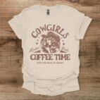 Cowgirl coffee time natural t shirt unisex
