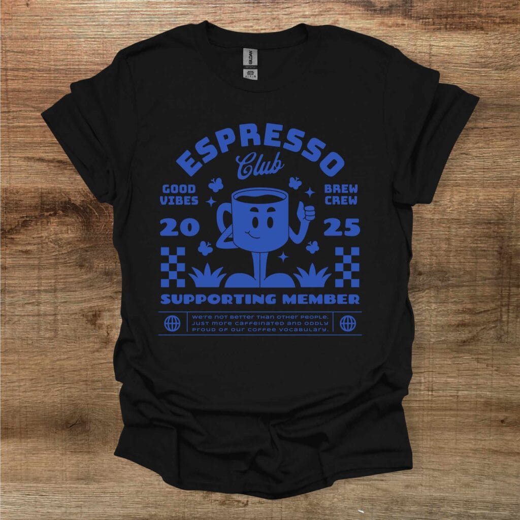Espresso Club Retro Mascot Black T-Shirt Unisex Espresso club retro mascot black t shirt unisex