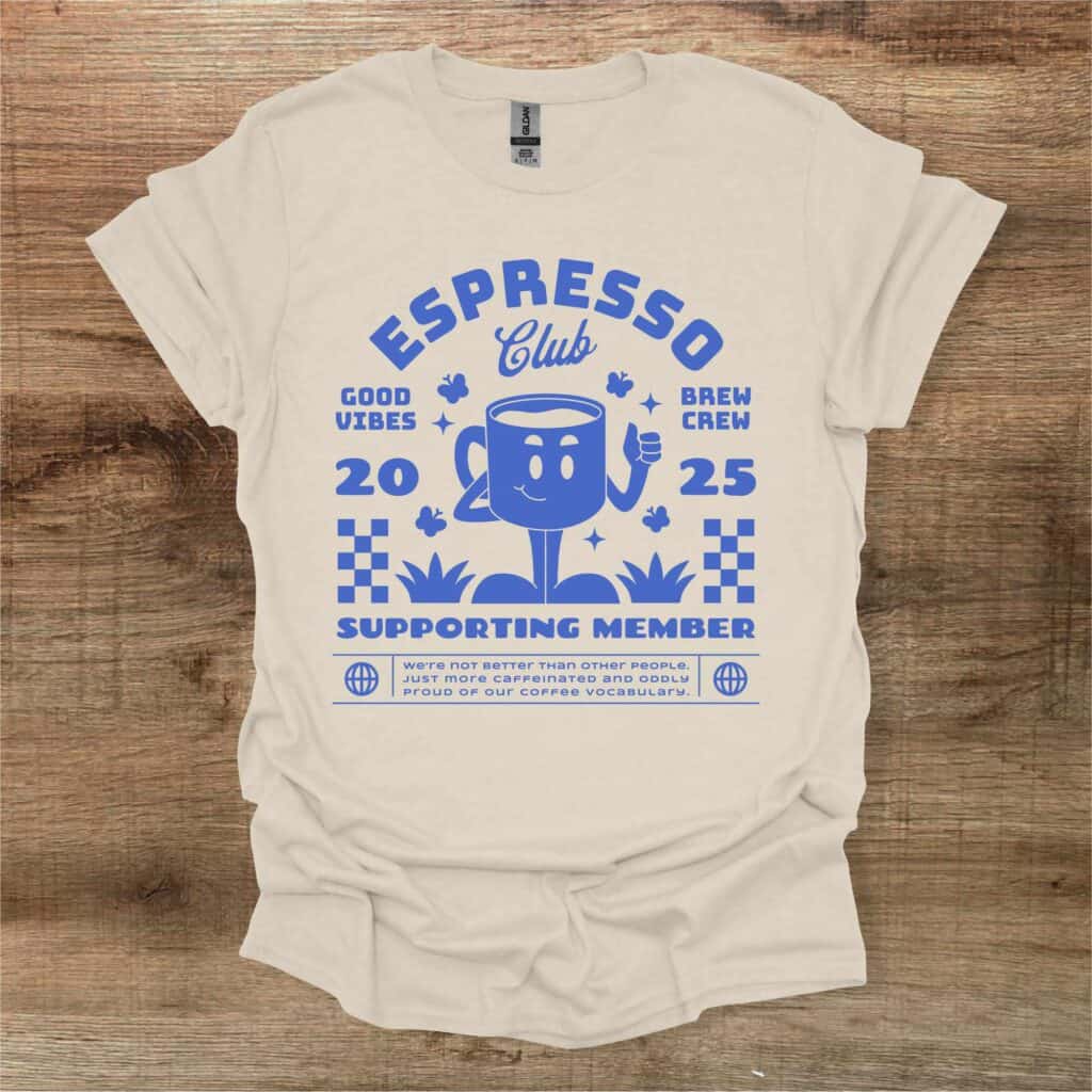 Espresso Club Retro Mascot Natural T-Shirt Unisex Espresso club retro mascot natural t shirt unisex