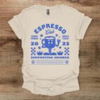 Espresso club retro mascot natural t shirt unisex