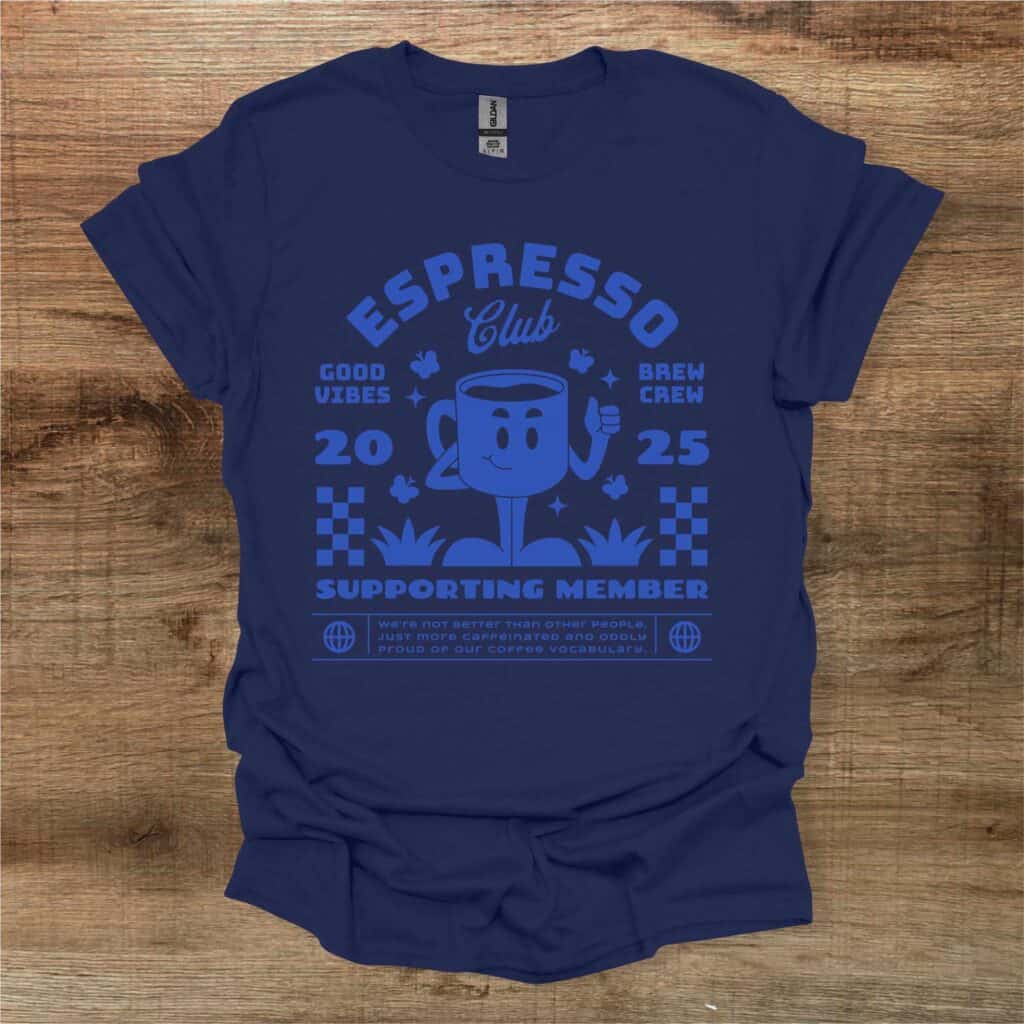 Espresso Club Retro Mascot Navy T-Shirt Unisex Espresso club retro mascot navy t shirt unisex