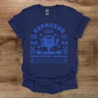 Espresso club retro mascot navy t shirt unisex