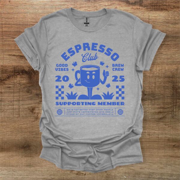 Espresso club retro mascot sport grey t shirt unisex