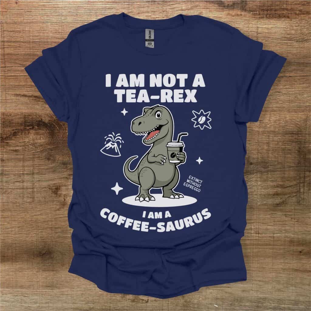 I Am Not a Tea-Rex - I am a Coffee Saurus Graphics Navy T-Shirt Unisex I am not a tea rex i am a coffee saurus graphics navy t shirt unisex