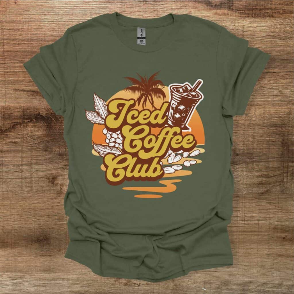 Iced Coffee Club Military Green T-Shirt Unisex Iced coffee club military green t shirt unisex