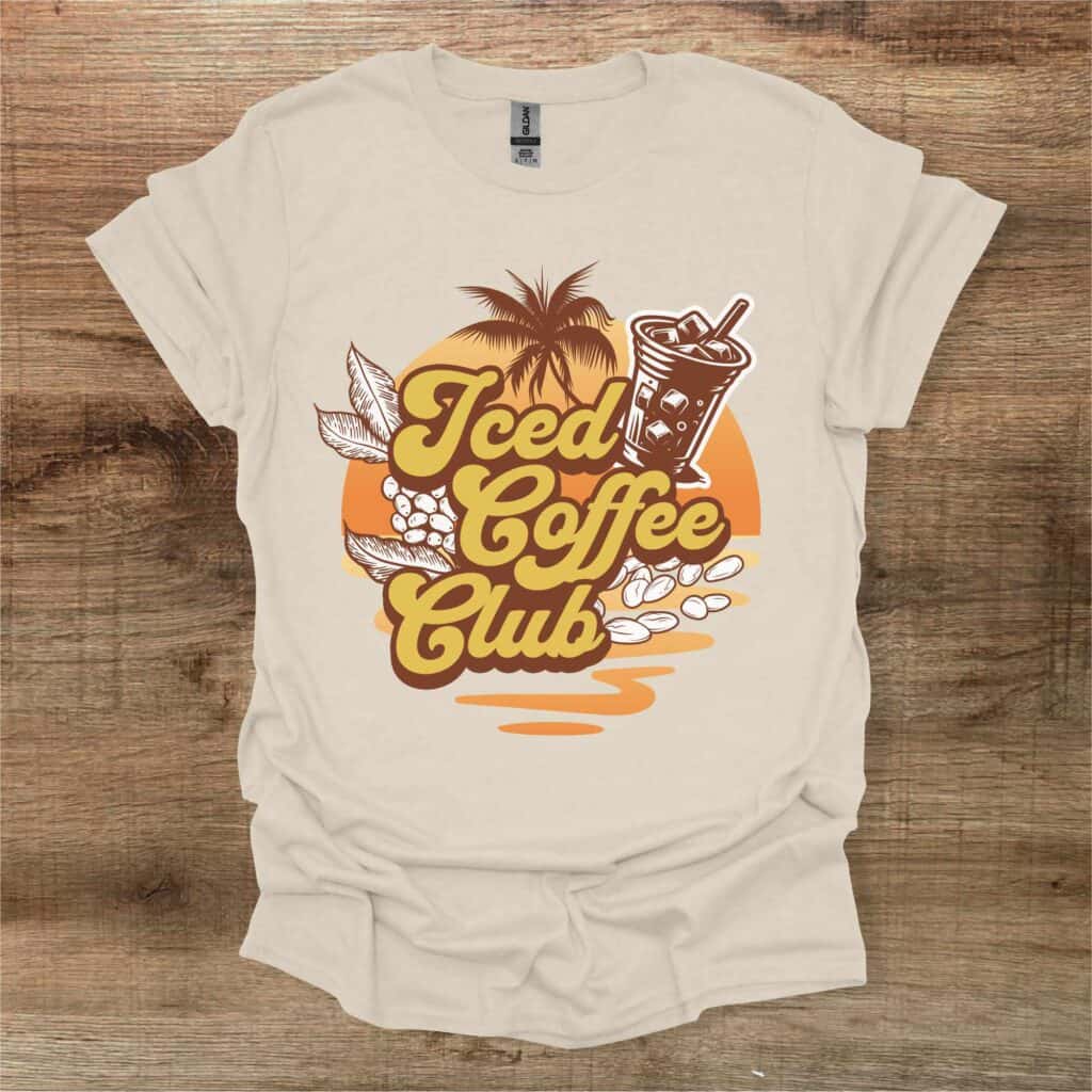 Iced coffee club natural t shirt unisex