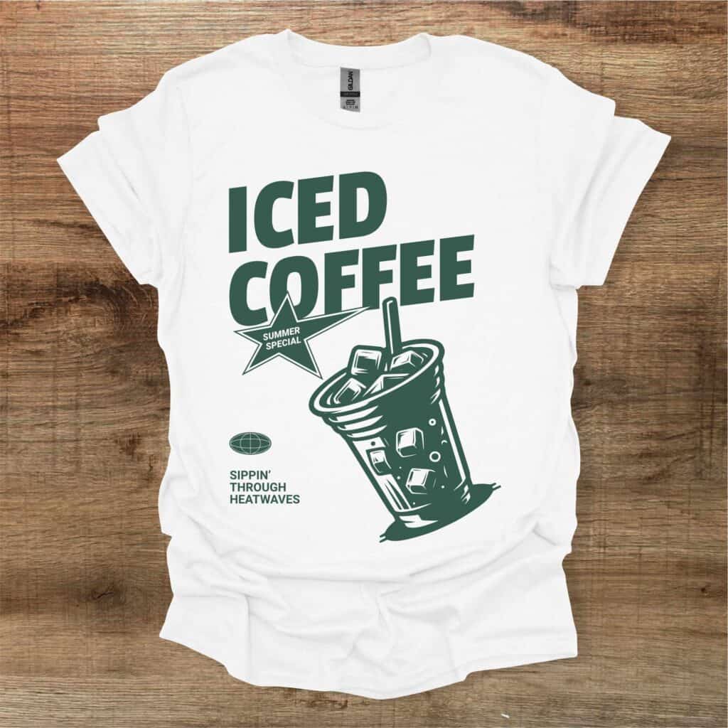 Iced coffee white t shirt unisex