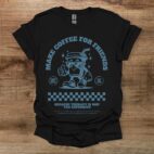 Make coffee for friends retro mascot black t shirt unisex