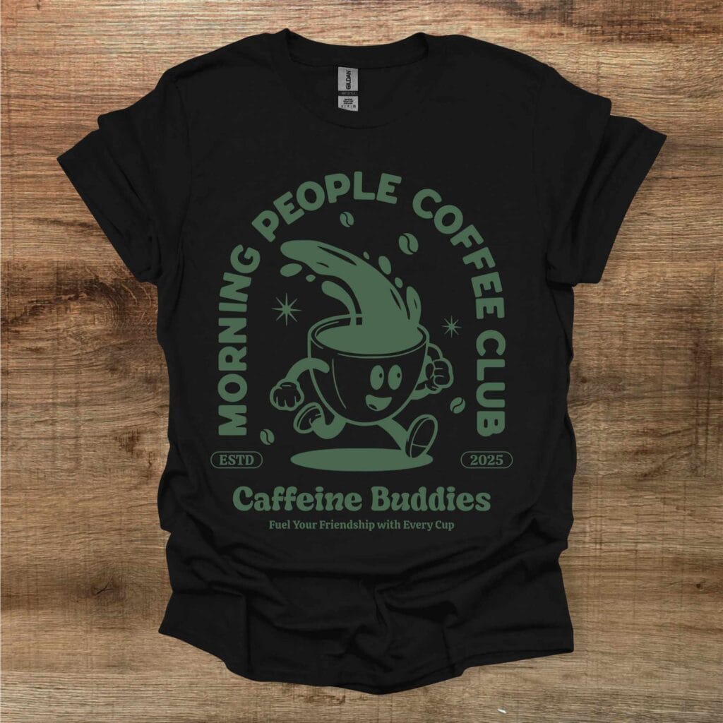 Morning People Coffee Club Black T-Shirt Unisex Morning people coffee club black t shirt unisex