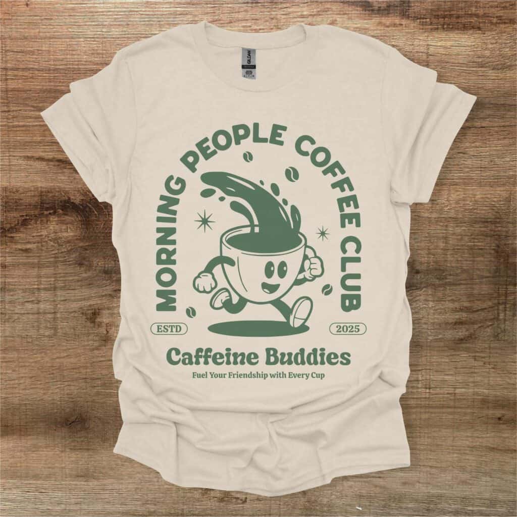 Morning People Coffee Club Natural T-Shirt Unisex Morning people coffee club natural t shirt unisex