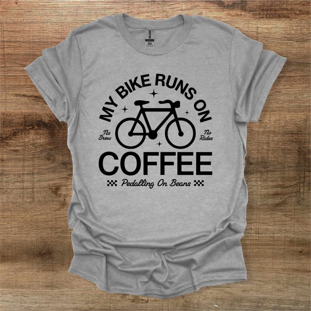 My bike runs on coffee sport grey t shirt unisex