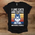 I like cats and maybe 3 people black t shirt unisex