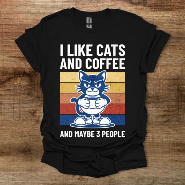 I like cats and maybe 3 people black t shirt unisex