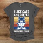 I like cats and maybe 3 people charocal t shirt unisex