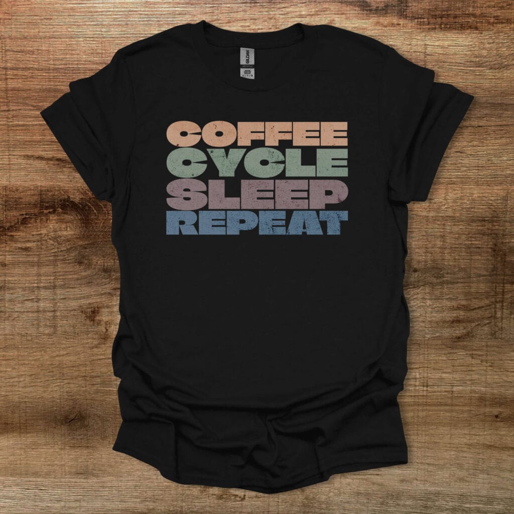 Coffee Cycle Sleep Repeat Distressed Black T-Shirt Unisex Coffee cycle sleep repeat distressed black t shirt unisex