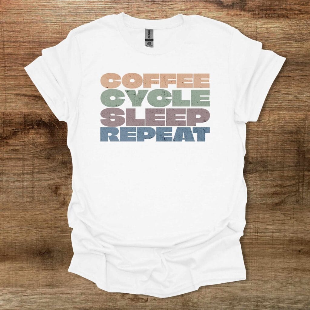 Coffee Cycle Sleep Repeat Distressed White T-Shirt Unisex Coffee cycle sleep repeat distressed white t shirt unisex