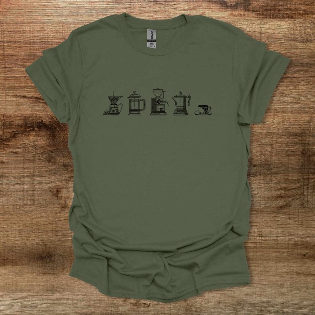 Coffee Utensils Classic Military Green T-Shirt Unisex Coffee utensils classic military green t shirt unisex
