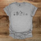 Coffee utensils illustrated sport grey t shirt unisex