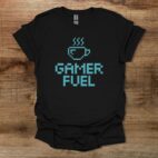 Gamer fuel 80s 8 bit black t shirt unisex