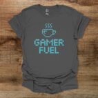 Gamer fuel 80s 8 bit charocal t shirt unisex