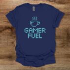 Gamer fuel 80s 8 bit navy t shirt unisex