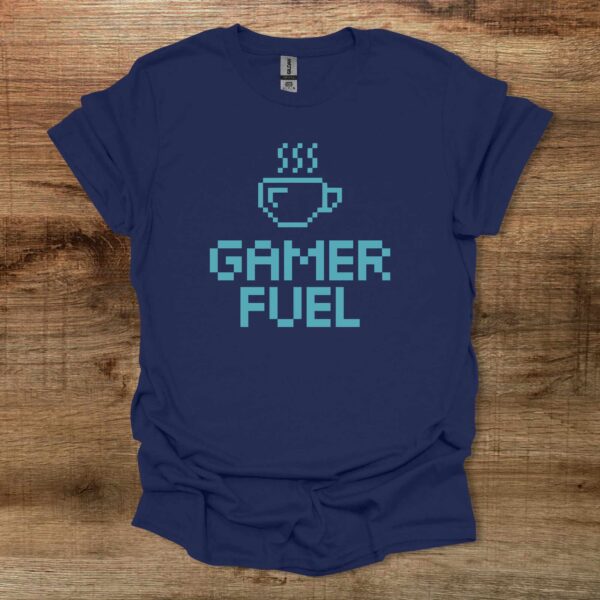 Gamer fuel 80s 8 bit navy t shirt unisex