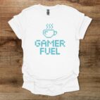 Gamer fuel 80s 8 bit white t shirt unisex