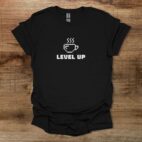 Level up pixelated black t shirt unisex