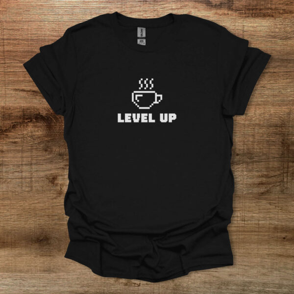 Level up pixelated black t shirt unisex