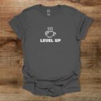 Level up pixelated charocal t shirt unisex
