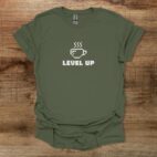 Level up pixelated military green t shirt unisex