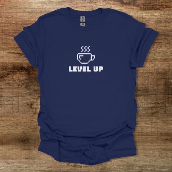 Level up pixelated navy t shirt unisex