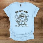 On my way to brighten your day sun mascot light blue
