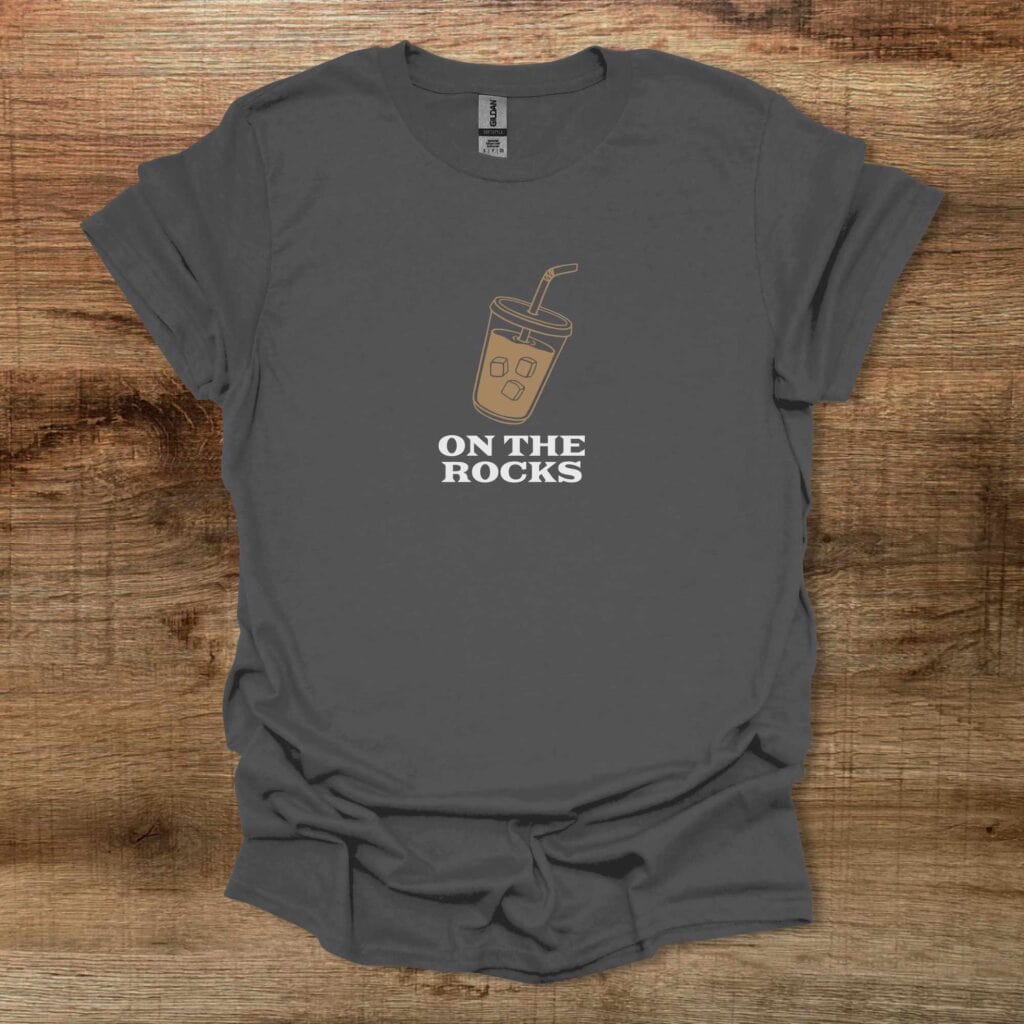On the rocks icec coffee charocal t shirt unisex