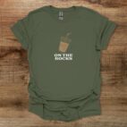 On the rocks icec coffee military green t shirt unisex