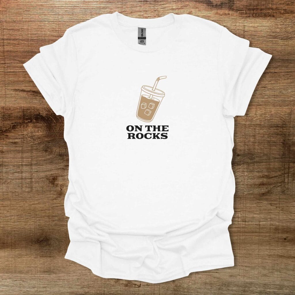 On The Rocks Icec Coffee White T-Shirt Unisex On the rocks icec coffee white t shirt unisex