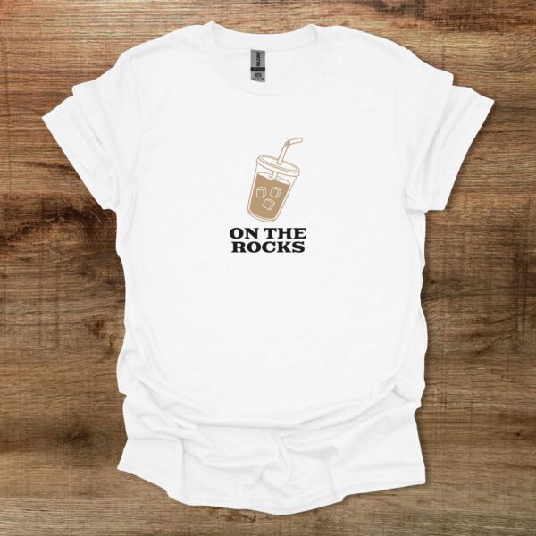 On the rocks icec coffee white t shirt unisex