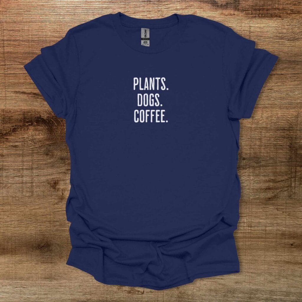 Plants Dogs Coffee Navy T-Shirt Unisex Plants dogs coffee navy t shirt unisex